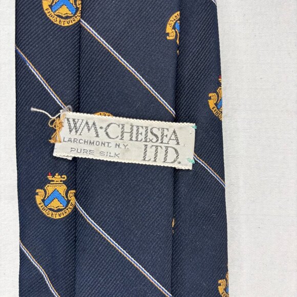 WM CHELSEA 100% Silk Mens Tie Navy Emblem - Picture 4 of 4